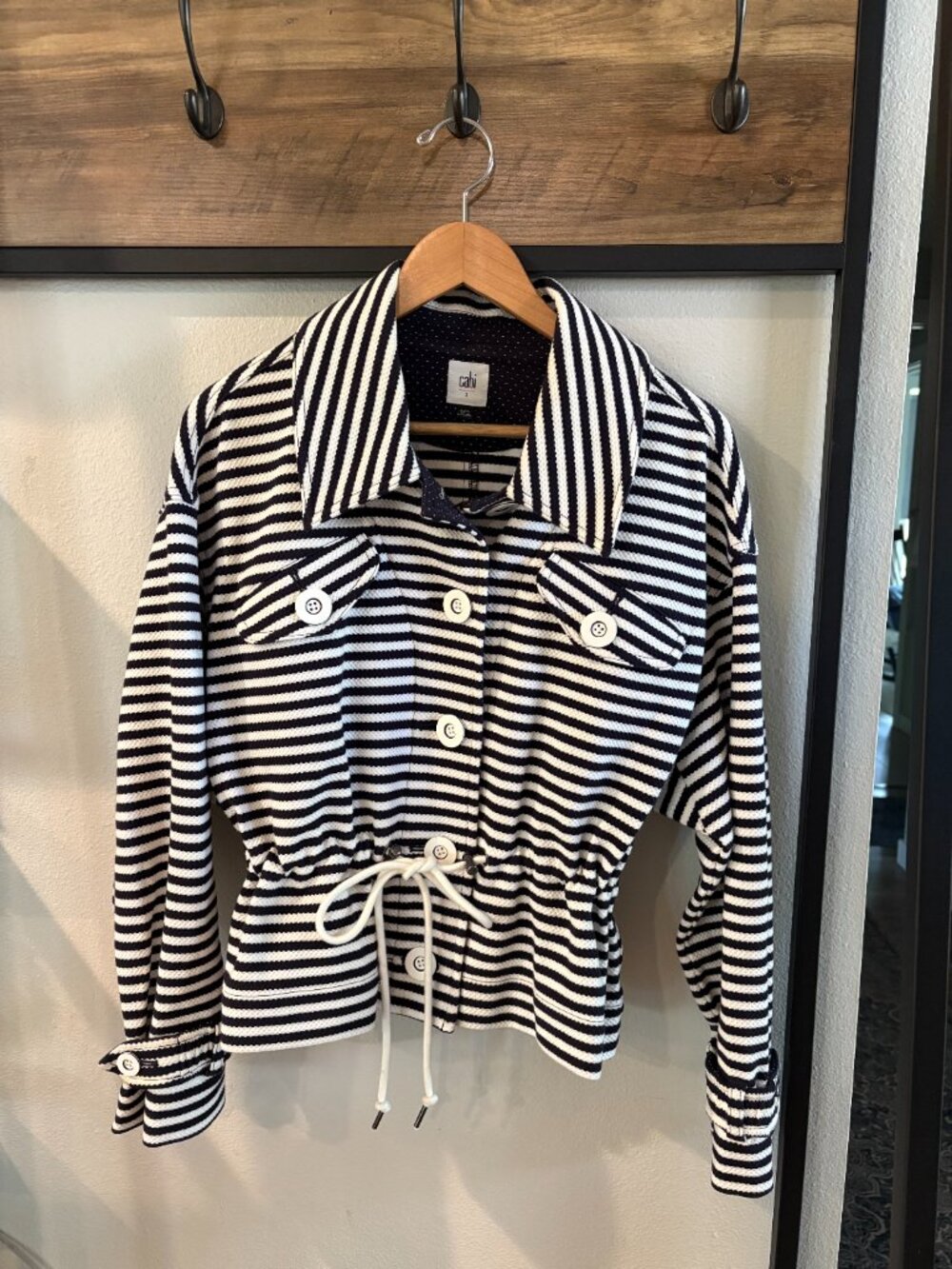 Cabi Women's Blue - White Striped Nautical Jacket Blazer - Size S